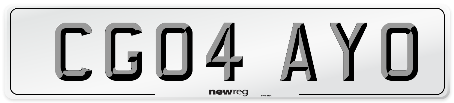 CG04 AYO Number Plate from New Reg
